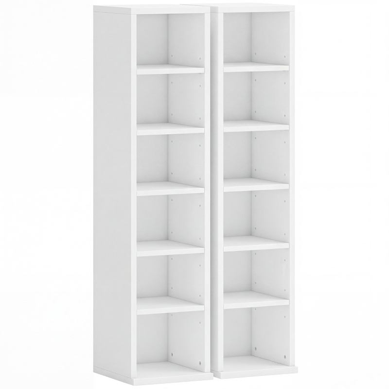 HOMCOM Lot de 2 étagères colonnes armoire de rangement CD-DVD 12 compartiments 21 x 22,5 x 88,5 cm capacité 204 CD blanc