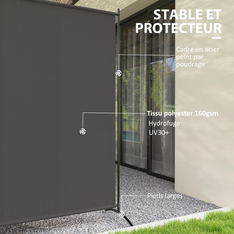 Outsunny Paravent Extérieur à Panneau Unique, Séparateur de Pièce de 180H cm avec Protection UV30+, Gris Foncé