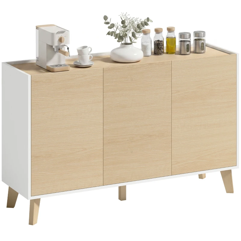 HOMCOM Credenza Buffet con Ante Soft-Close 120 cm Effetto Legno e Bianco