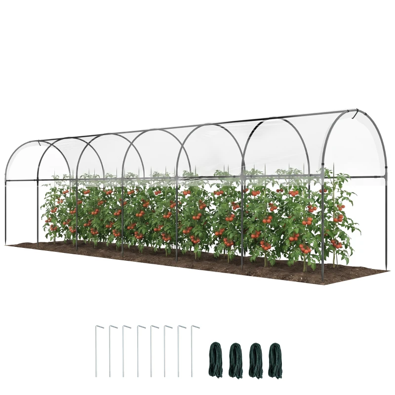 Outsunny Serre de jardin serre à tomates 7 arceaux en acier bâche en plastique 6 x 1,23 x 1,71 m vert