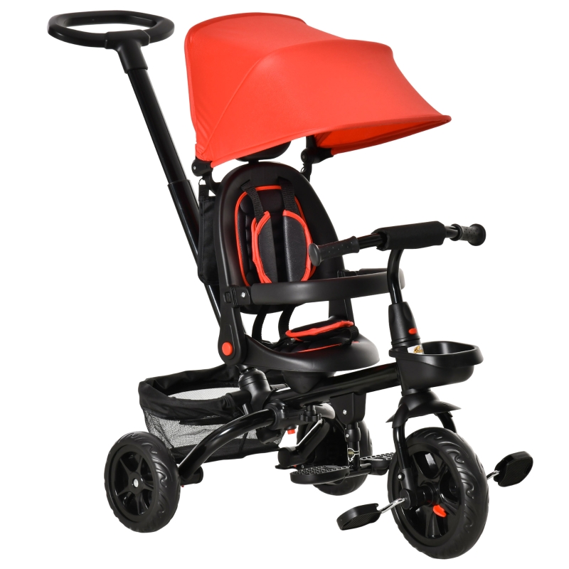 Drumm Tricycle 4 En 1 Évolutif Pour Enfants - Poussette Tricycle à Pédale Avec Pare-Soleil, Dossier Inclinable, Bleu
