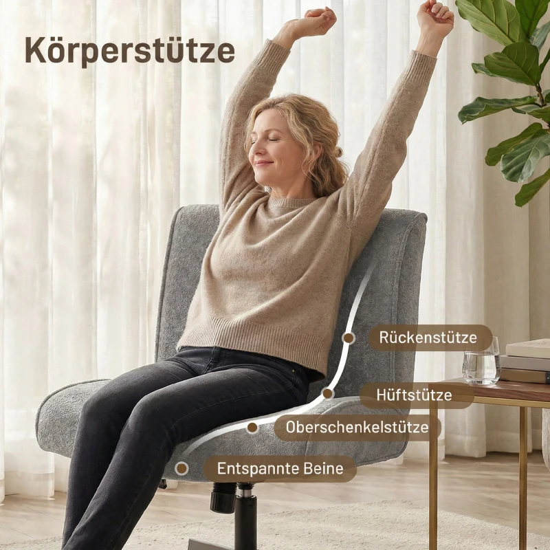 HOMCOM Drehbarer Akzentstuhl, Samtgepolsterter Lounge-Sessel mit Höhenverstellung für Wohnzimmer, Büro, Grau