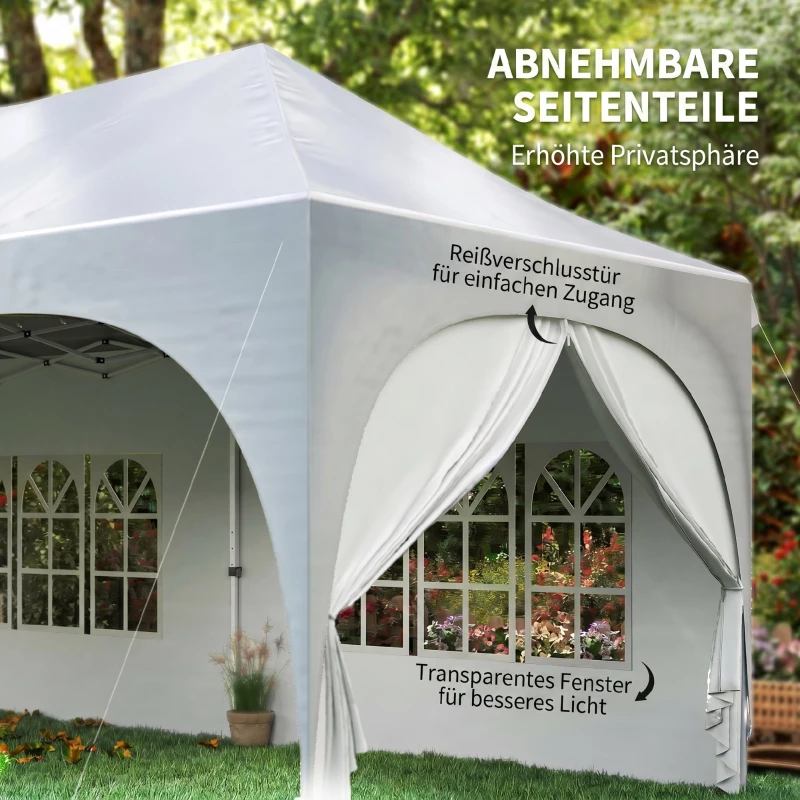 Outsunny 3 x 6 m Pop-Up-Pavillon mit Seitenwänden, 6 Sandsäcken, höhenverstellbarem Dach, Gartenparty-Zelt mit Tragetasche
