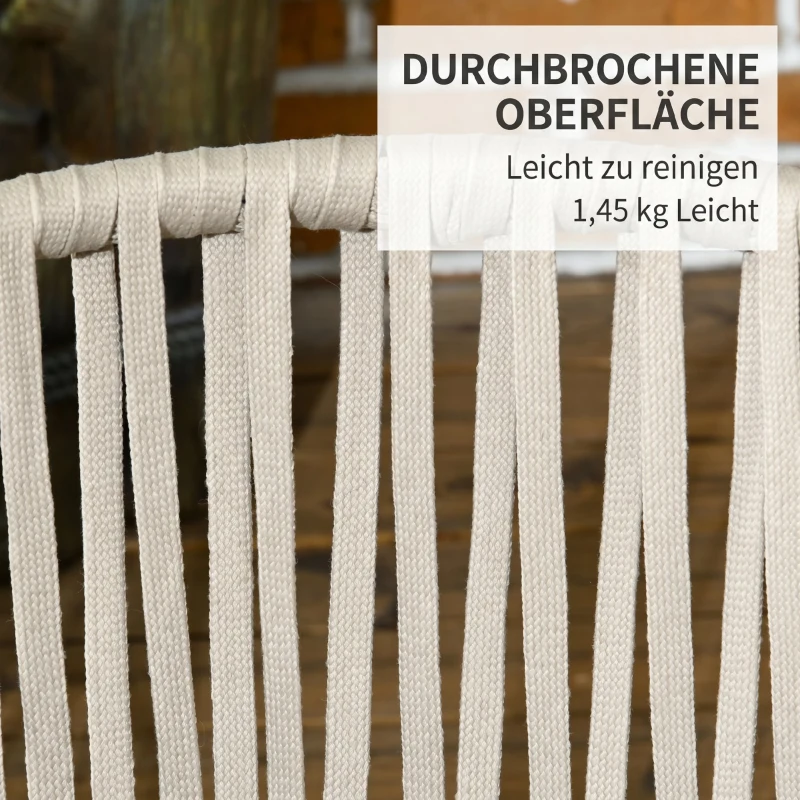 Outsunny Terrasstoel 2-delige set, Boho-stijl, comfortabele zitting, zitkussens, wasbare hoes, metalen frame, Grijs/Beige