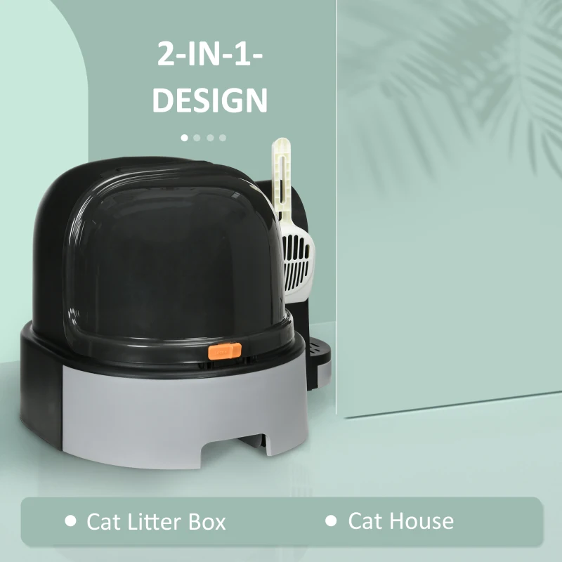 Kuweta dla kota z pokrywą i łopatką, szara