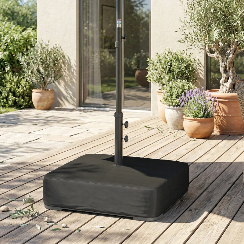Outsunny Base per Ombrellone Riempibile con Sabbia 80 kg/Sabbia Bagnata 90 kg, per Pali di Ombrelloni da Ø48 mm, Nero