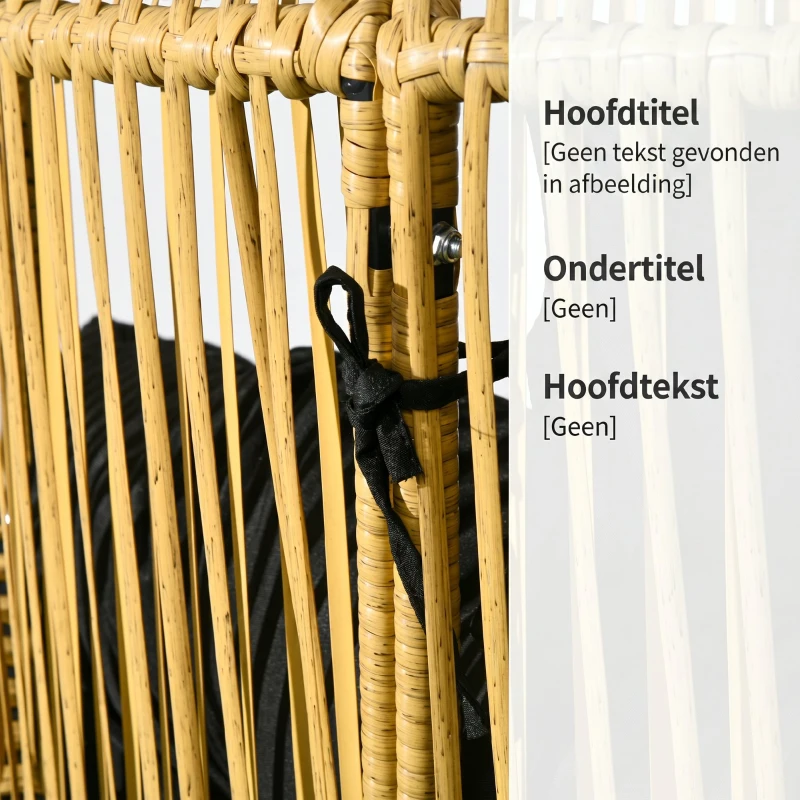 Outsunny Rotan Stoel Buitenshuis Tuinstoel, PE-Rotan, 89 cm x 75 cm x 143 cm, Natuur + Zwart