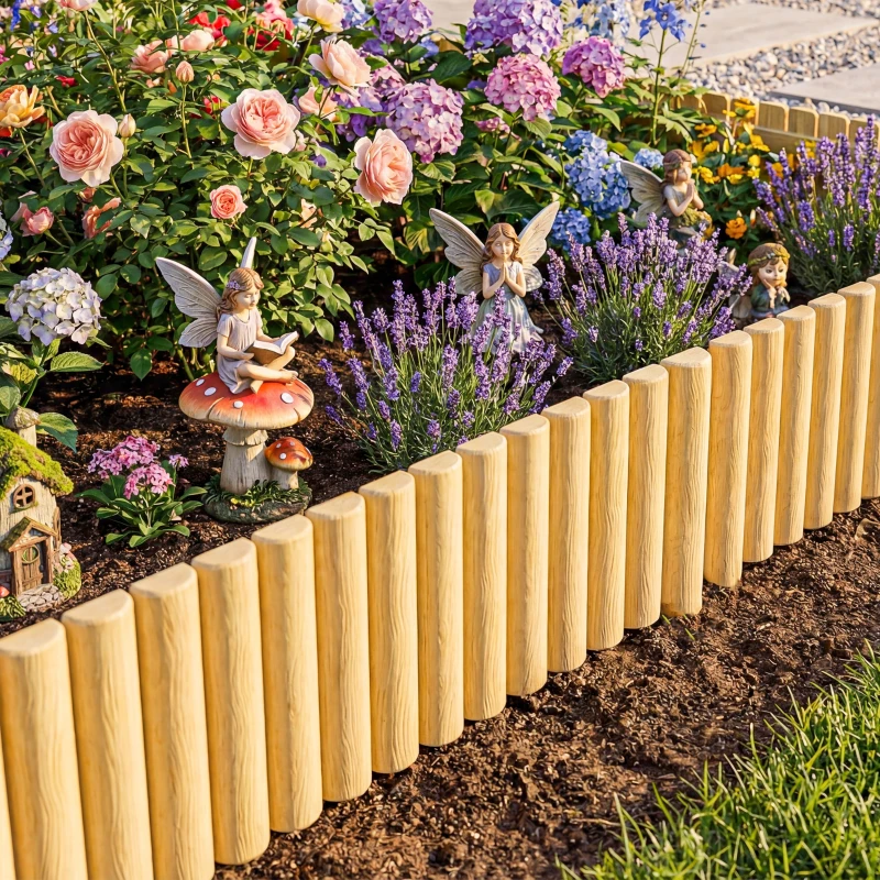 Outsunny Gartenzaun Zaun aus Holz 176 cm x 30 cm Zaunelemente Hundezaun für Garten Blumenbeete Tierbarriere