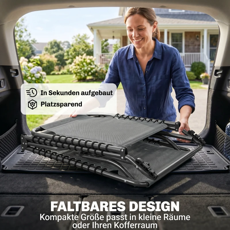 Outsunny Sonnenliege, klappbar, atmungsaktiver Bezug, Metallrahmen, 189 x 58 x 30 cm, Hellgrau