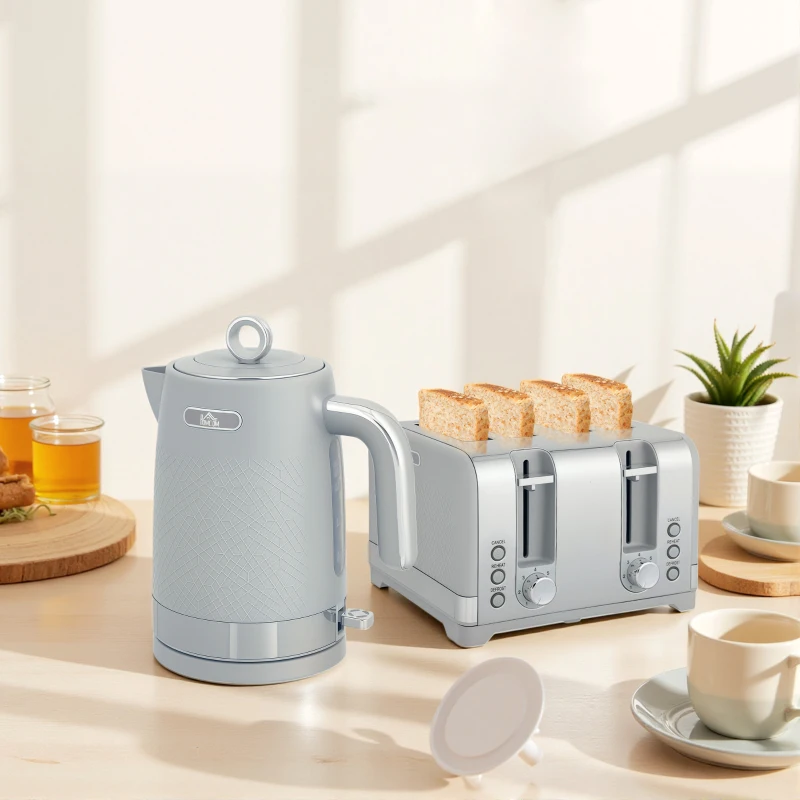 HOMCOM Conjunto de Chaleira e Torradeira Chaleira de Aquecimento Rápido 1,7 L 2200 W com Termostato