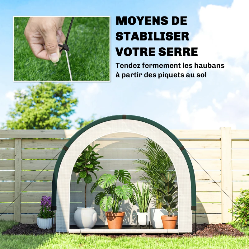 Outsunny Serre de Jardin Pliable et Portable, Petite Serre de Balcon en Bâche PE et Porte Zippée, 200 x 80 x 164 cm, Vert