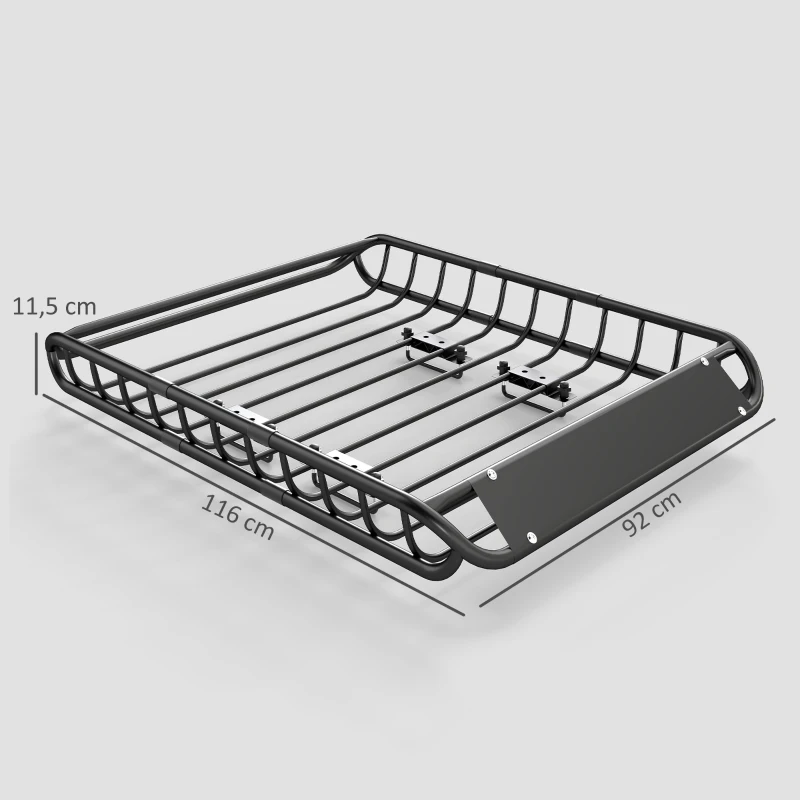 SPORTNOW Dachgepäckträger Universal Dachkorb mit Windschutz, bis 150 kg, 116 x 92 x 11,5 cm für SUV Trucks Schwarz