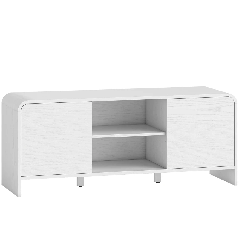 HOMCOM Meuble TV meuble télé pour téléviseur jusqu'à 55 pouces 2 portes 2 compartiments étagère réglable 110x35x45cm blanc
