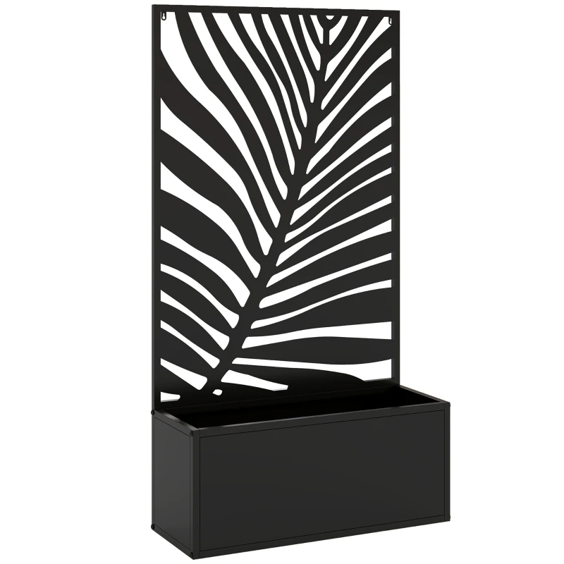 Outsunny Jardinière avec treillis, bac à fleurs avec brise-vue en métal, pour cour, jardin, balcon, 61 x 23 x 113 cm, noir