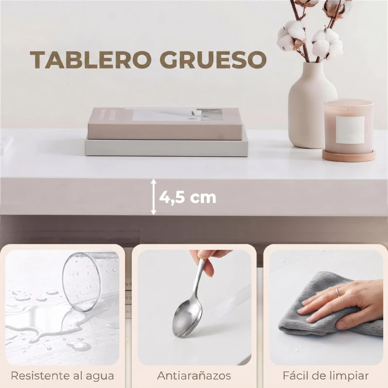 HOMCOM Mesa de Centro Mesa de Café para Salón con Estante Abierto Tablero Grueso para Salón Oficina 90x45x44,5 cm Blanco