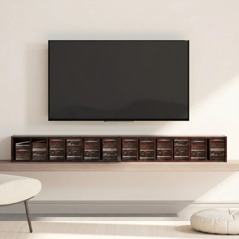 HOMCOM Lot de 2 étagères colonnes armoire de rangement CD-DVD 12 compartiments 21 x 22,5 x 88,5 cm capacité 204 CD marron