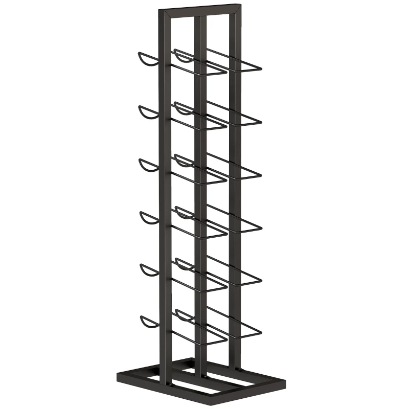 HOMCOM Porte-bouteilles 12 bouteilles, étagère à vin en métal industriel, casier à vin sur pied pour cuisine, bar, cave, noir