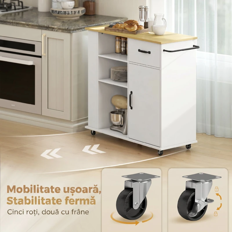 HOMCOM Cărucior mobil multifuncțional pentru depozitare