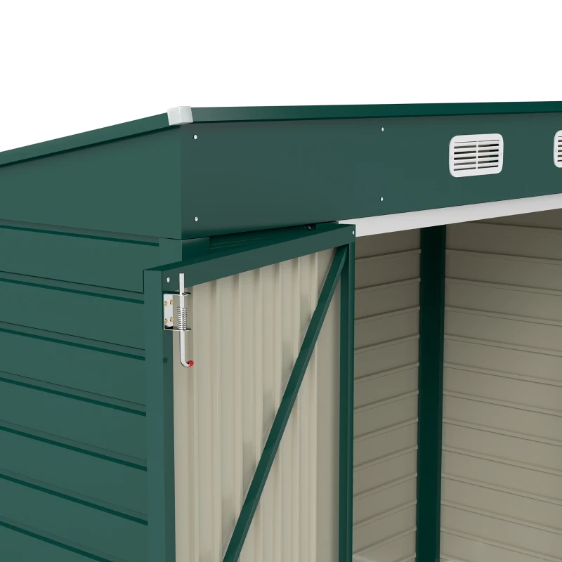Outsunny 3.7 x 7.9ft Galvanised Steel Shed, with Latched Door and Padlock - Green