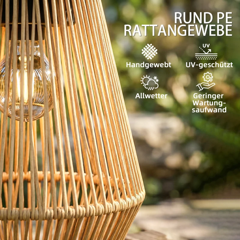 Outsunny Solar Stehlampe 2er Set Rattan Hängend Solarlampen mit Lichtsensor IP44 wasserdichte Solarlampe für Garten Balkon Braun