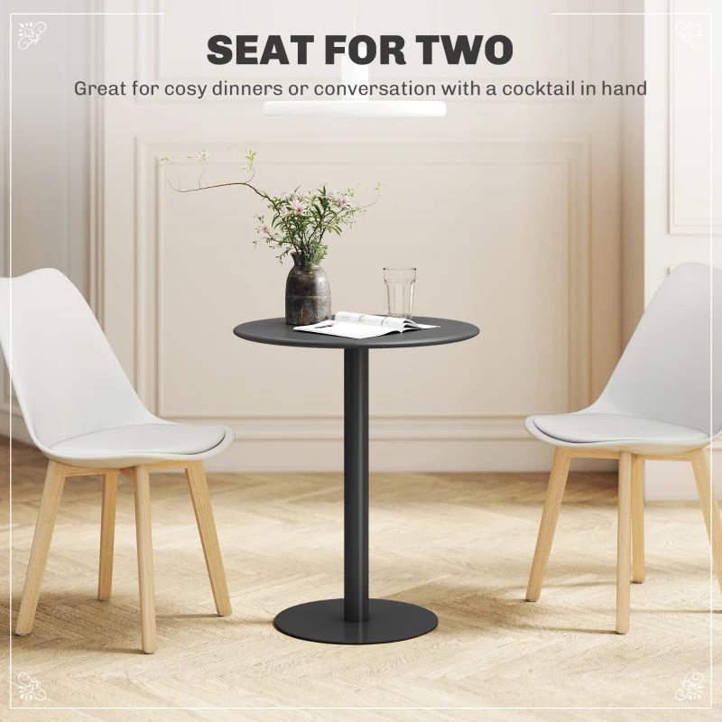 HOMCOM Dining Table, Round Kitchen Table with Steel Base for Living Room, Dining Room, 60 x 60 x 72cm, Black
