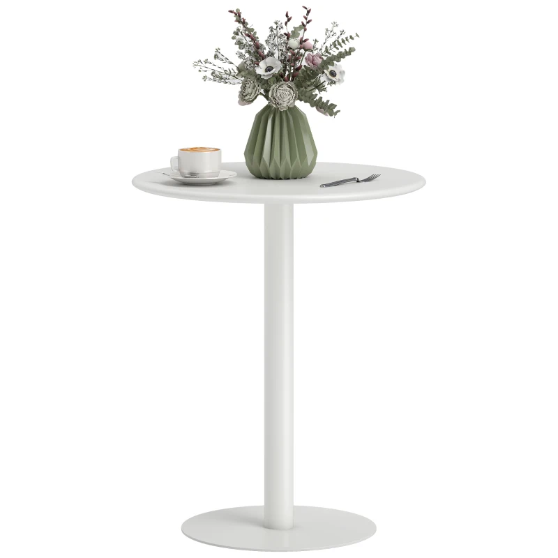 HOMCOM Dining Table, Round Kitchen Table with Steel Base for Living Room, Dining Room, 60 x 60 x 72cm, White