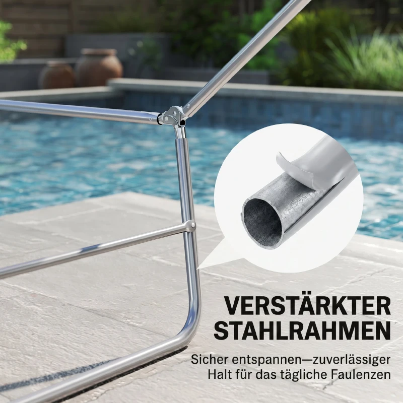 Outsunny Sonnenliege klappbar Gartenliege mit Kopfkissen, 5-Fach verstellbare Rückenlehne bis 120 kg Blau