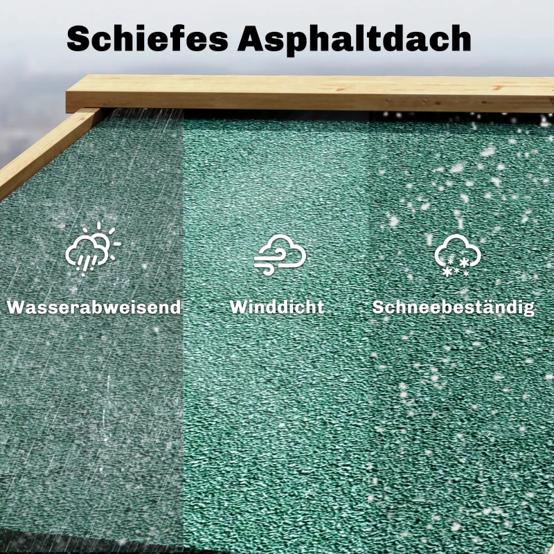Outsunny Gartenschrank Holz mit Ablage Abschließbare Tür Bodenplatte Asphalt-Dach Belüftungspaneel 128x57,5x197cm
