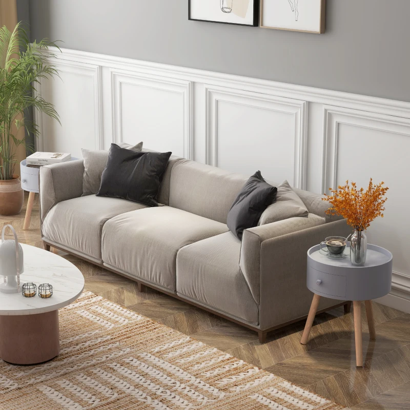 HOMCOM Lot de 2 tables basses - table de chevet - table de nuit ronde - design scandinave table d'appoint bout de canapé