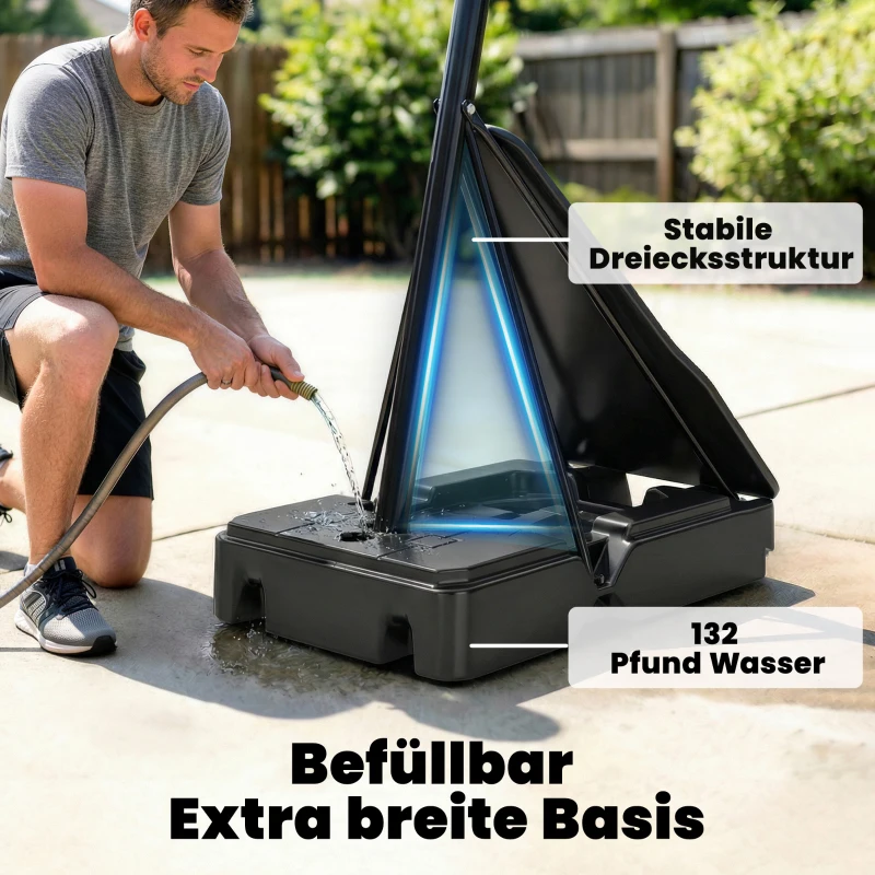 SPORTNOW Mobiler Basketballkorb, höhenverstellbar von 2,45-3,05 m, bruchsicheres Backboard, Handkurbel-Höhenverstellung