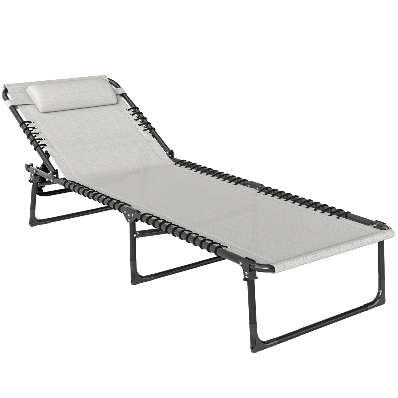 Outsunny ligstoel opklapbare rugleuning met 4 niveaus 197 cm x 58 cm x 76 cm