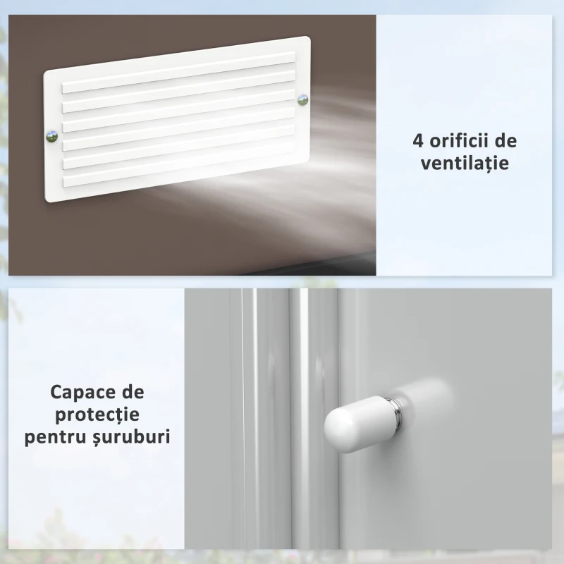 Outsunny Casetta da Giardino con 4 Prese d'Aria e 2 Porte Scorrevoli in Acciaio, 277x195x192 cm, Marrone