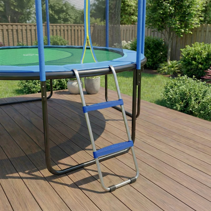 SPORTNOW Trampolinleiter 32/63 cm 2 Stufen Einstiegsleiter Trampolin-Leiter bis 150 kg mit verzinktem Stahlrahmen Blau