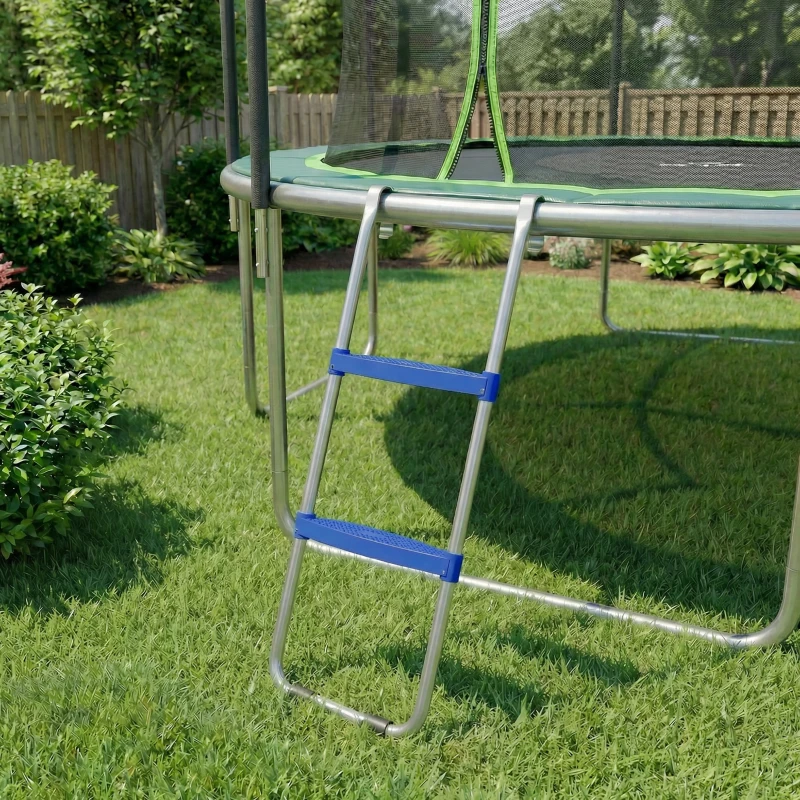 SPORTNOW Trampolinleiter 32/63 cm 2 Stufen Einstiegsleiter Trampolin-Leiter bis 150 kg mit verzinktem Stahlrahmen Blau