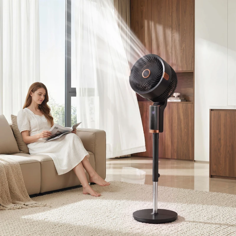 HOMCOM 20 dB Silent Standing Fan for Bedroom, 44" Pedestal Fan with 90° Oscillating, 8 Speeds and LED Light, Black