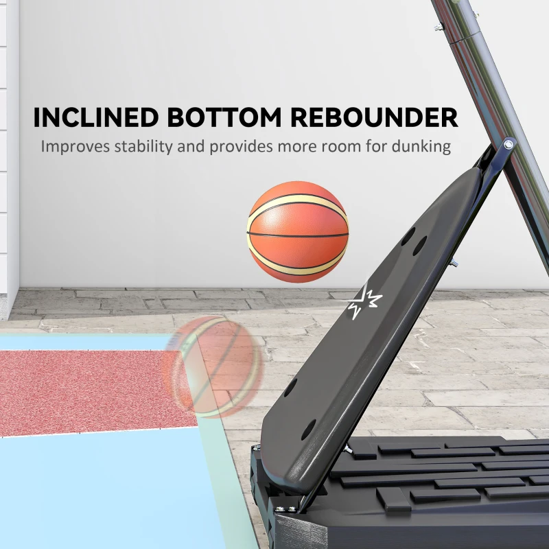 SPORTNOW 2.4-2.9m Adjustable Basketball Hoop and Stand with Weighted Base, Portable on Wheels, Black