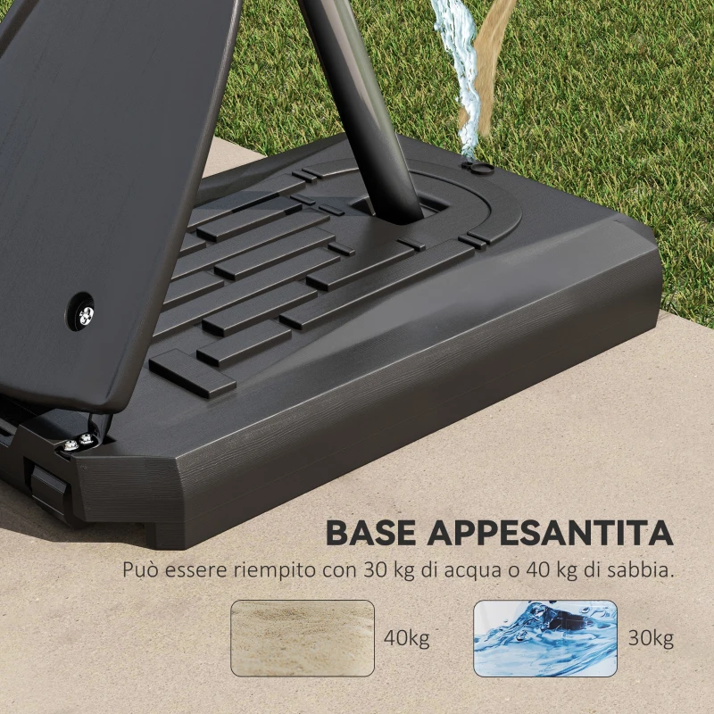 SPORTNOW Canestro Basket in Acciaio, Regolabile in Altezza e portatile con Tabellone e Ruote, 107x70cm, Nero e rosso