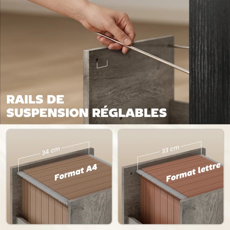 HOMCOM Bureau d'ordinateur, 120×50cm, bureau avec rangement, plateau clavier, compartiment ouvert et 2 tiroirs, gris