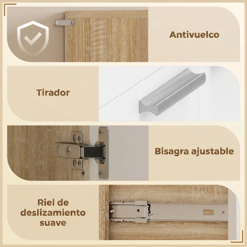 HOMCOM Alacena de Cocina Alta con 6 Puertas y Gran Cajón Estantes Encimera Amplia para Microondas 120x40x175 cm Blanco