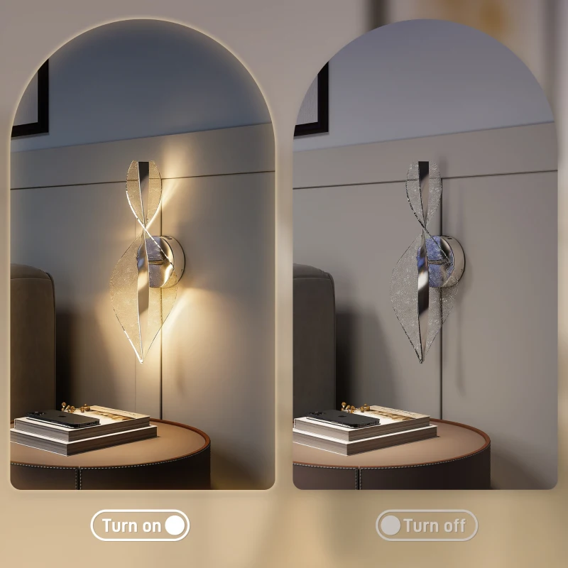 HOMCOM Led Wall Lamp 2 Pack, 13W Modern Indoor Spiral Wall Light, Colour Temperature Adjustable 3000K/4000K/6500K, for Bedroom, Living Room, Hallway, Stairs, Silver Tone