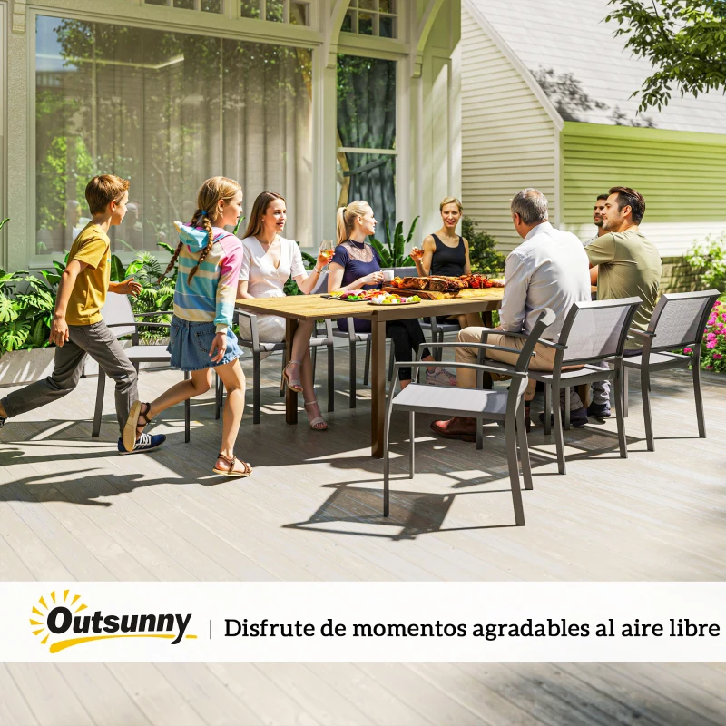 Outsunny Mesa de Comedor Exterior Extensible de 160-240 cm para 6-8 Personas Mesa de Jardín Rectangular para Terraza Marrón