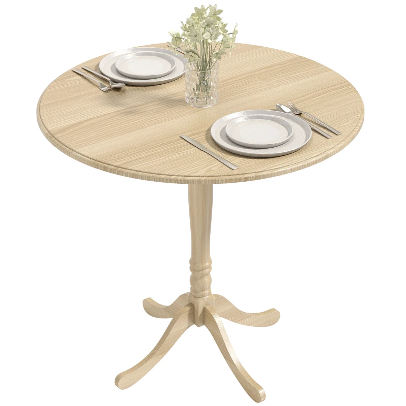 HOMCOM Table à manger ronde pour 4 personnes Ø 80 cm, table de cuisine, piétement en acier, style moderne, bois naturel