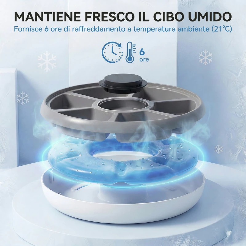PawHut Distributore Automatico Cibo Gatti e Cani con Timer e Display LED, 1-6 Pasti al Giorno, per Cibo Secco e Umido
