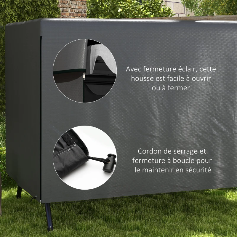 Outsunny Housse de protection pour balancelle de jardin 3 places, toile PE imperméable, anti-poussière, 215x155x150cm, gris foncé