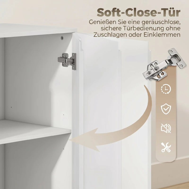 HOMCOM Kommode mit 4 Schubladen Sideboard mit 1 Tür, Verstellbarem Einlegeboden, für Wohnzimmer, Schlafzimmer 100 x 40 x 80 cm