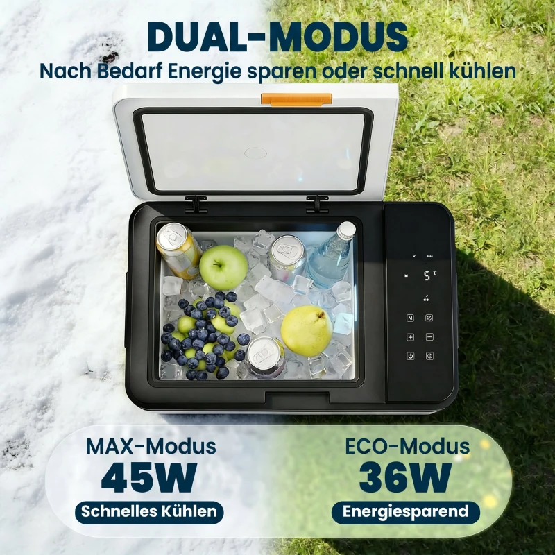 Outsunny Kompressor Kühlbox 20L -20℃-20℃ Elektrische Kühlbox mit APP-Steuerung LED-Leuchten USB Anschluss Batterieschutz