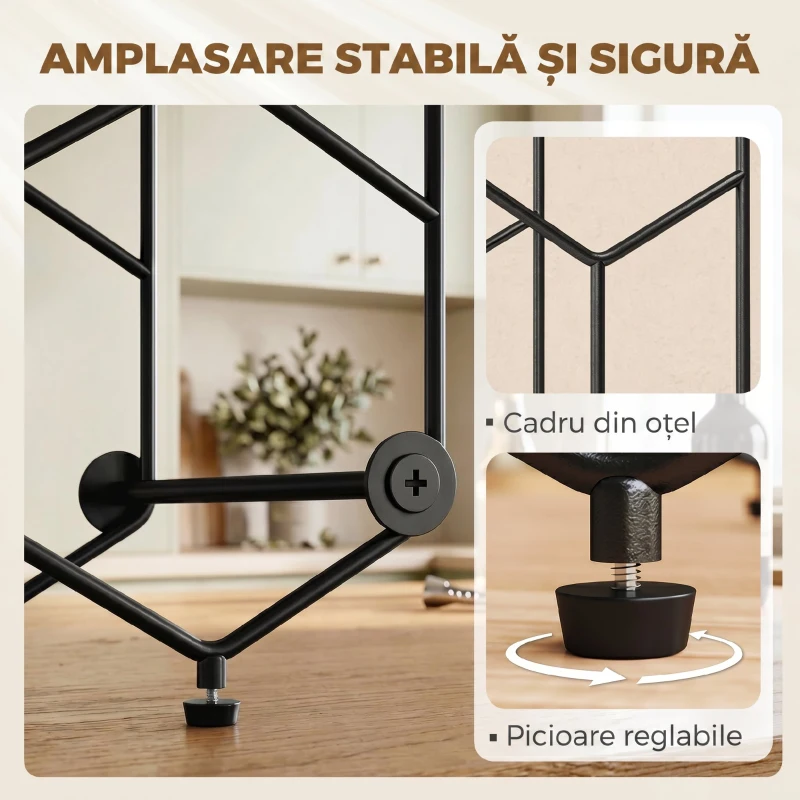 HOMCOM suport sticle masă metal