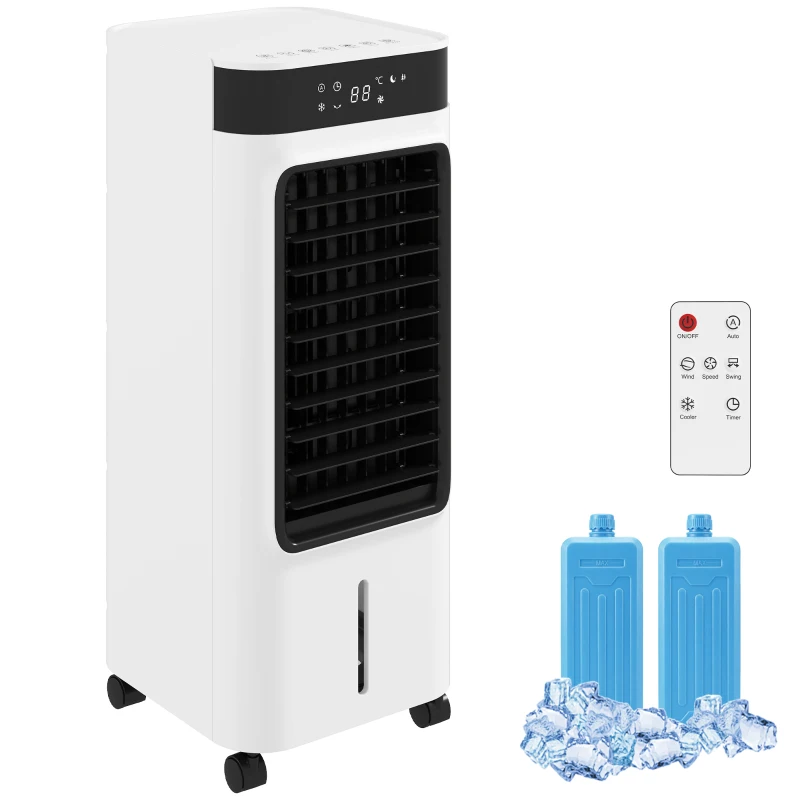 HOMCOM Portable Air Cooler, 3-In-1 Evaporative Air Cooler with 7 Litre Water Tank, 48° Oscillation, White