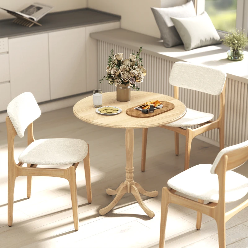 HOMCOM Table à manger ronde pour 4 personnes Ø 80 cm, table de cuisine, piétement en acier, style moderne, bois naturel