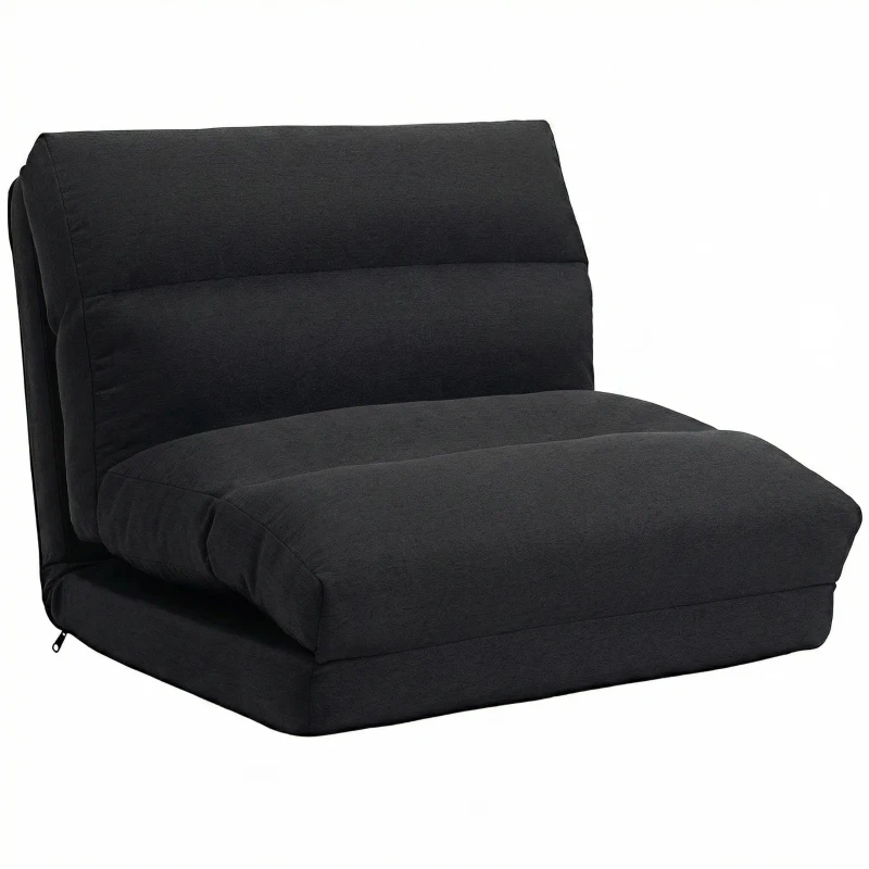 HOMCOM Poltrona de chão sofá lounge poltrona conversível em cama reclinável 90° a 180° tecido - 70 x 72 x 56 cm - preto